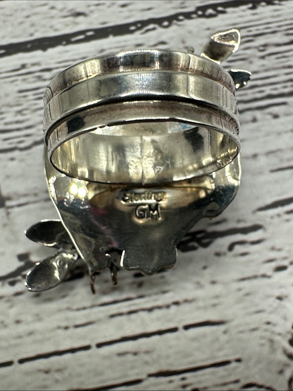 Turquoise Heart Butterfly Accent Sterling Silver Ring - Picture 3 of 9